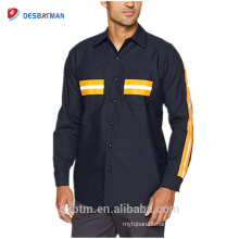 OEM Personalizado Mangas Compridas 65% Poliéster 35% Algodão Uniforme de Segurança Homens Industrial Hi Vis Reflexivo Camisas de Trabalho